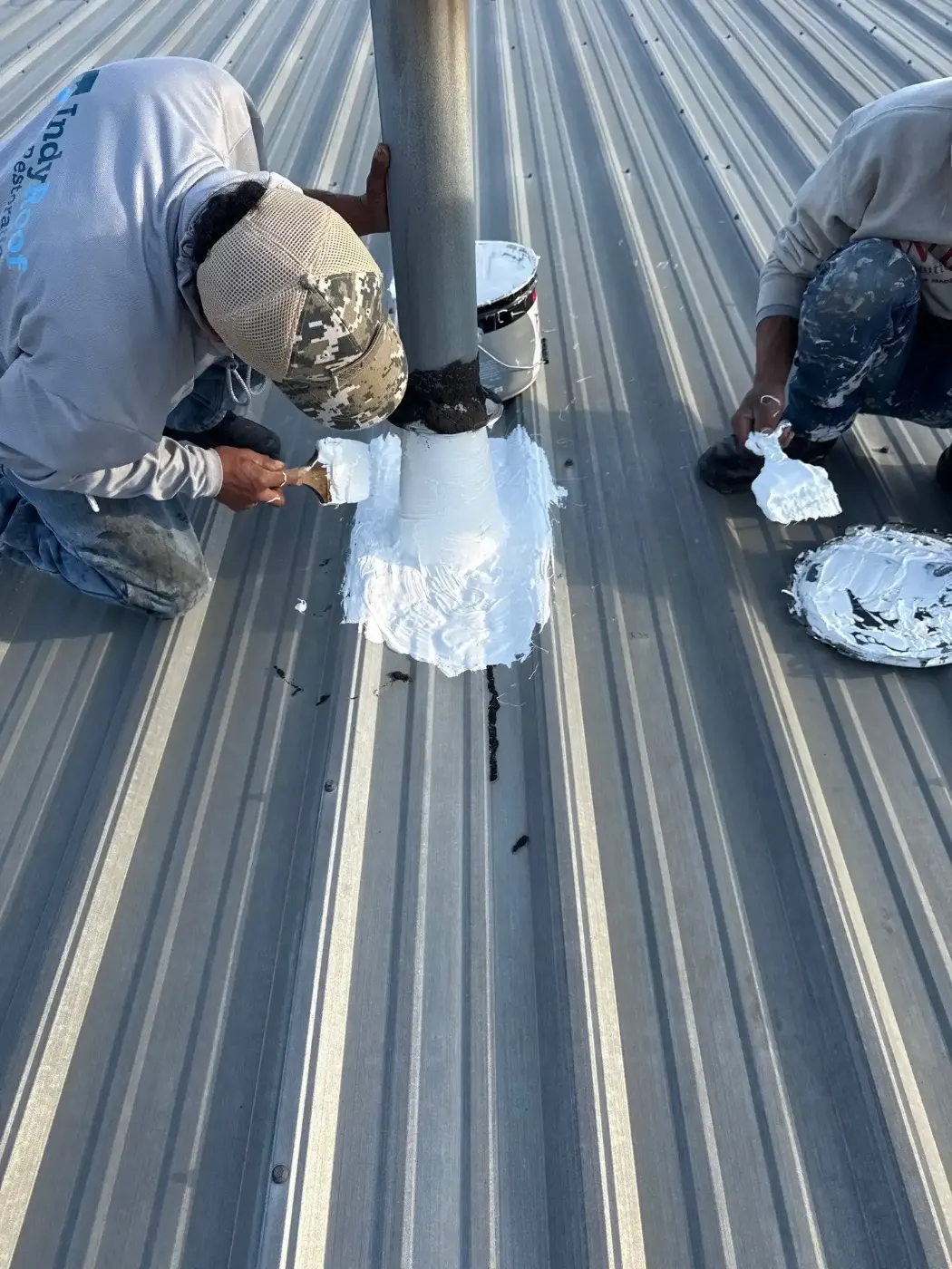 Storm damage documentation on a Windfall commercial building