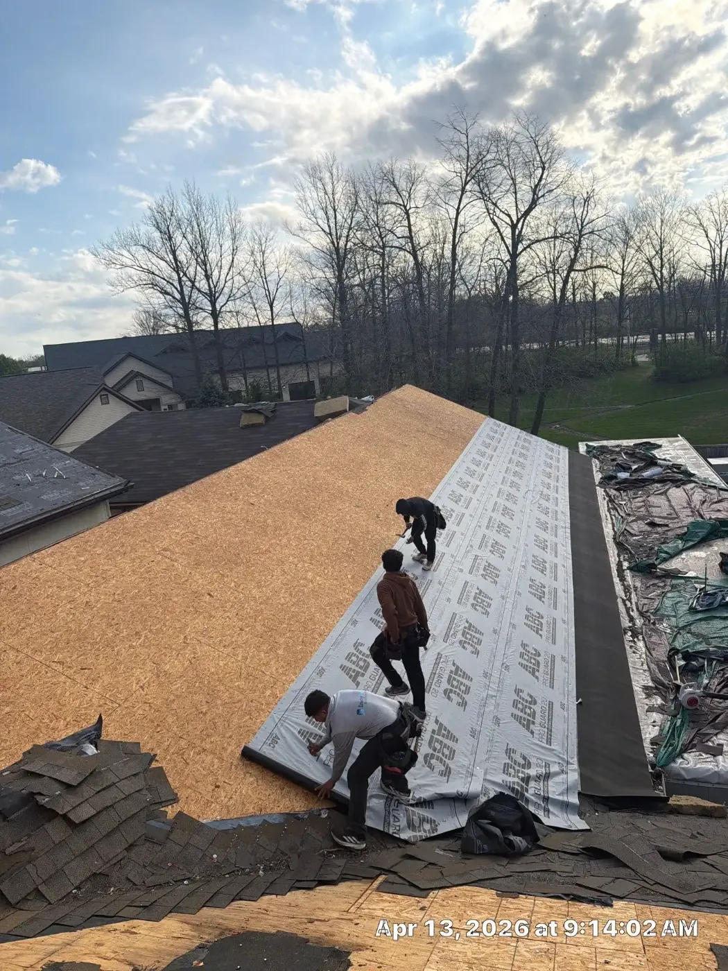 Storm damage documentation on a Windfall commercial building